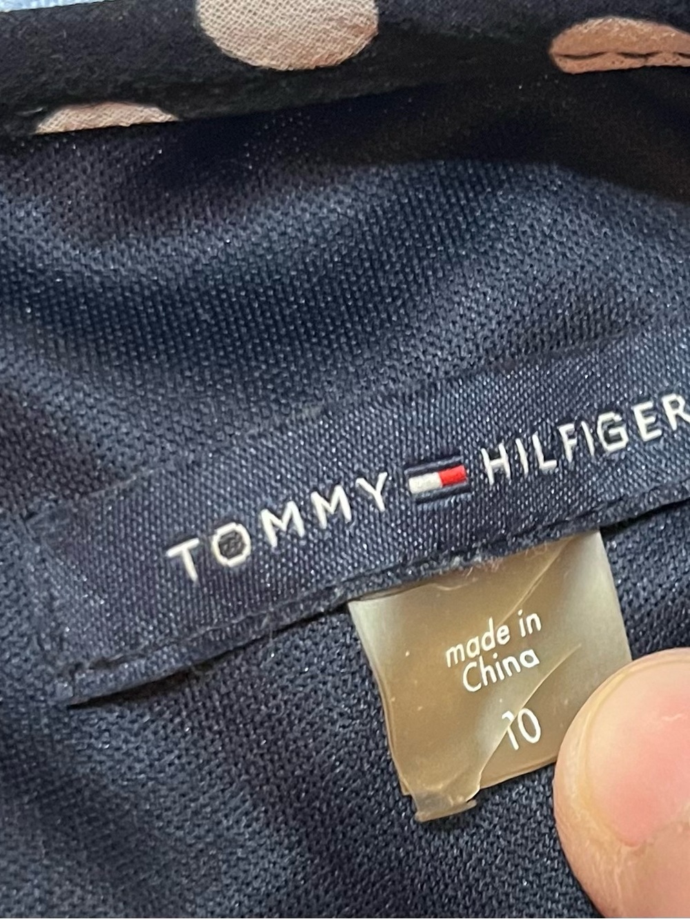 Tommy Hilfiger Navy Top with Polka Dot Lining